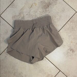 Athletic Tan Shorts Lightweight Elastic Waist